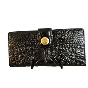 Brahmin Black leather Croc-Embossed long  Wallet